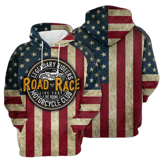 Motorcycle Hoodie Vintage Road Rage Legendary Riders Hoodie Colorful Unisex