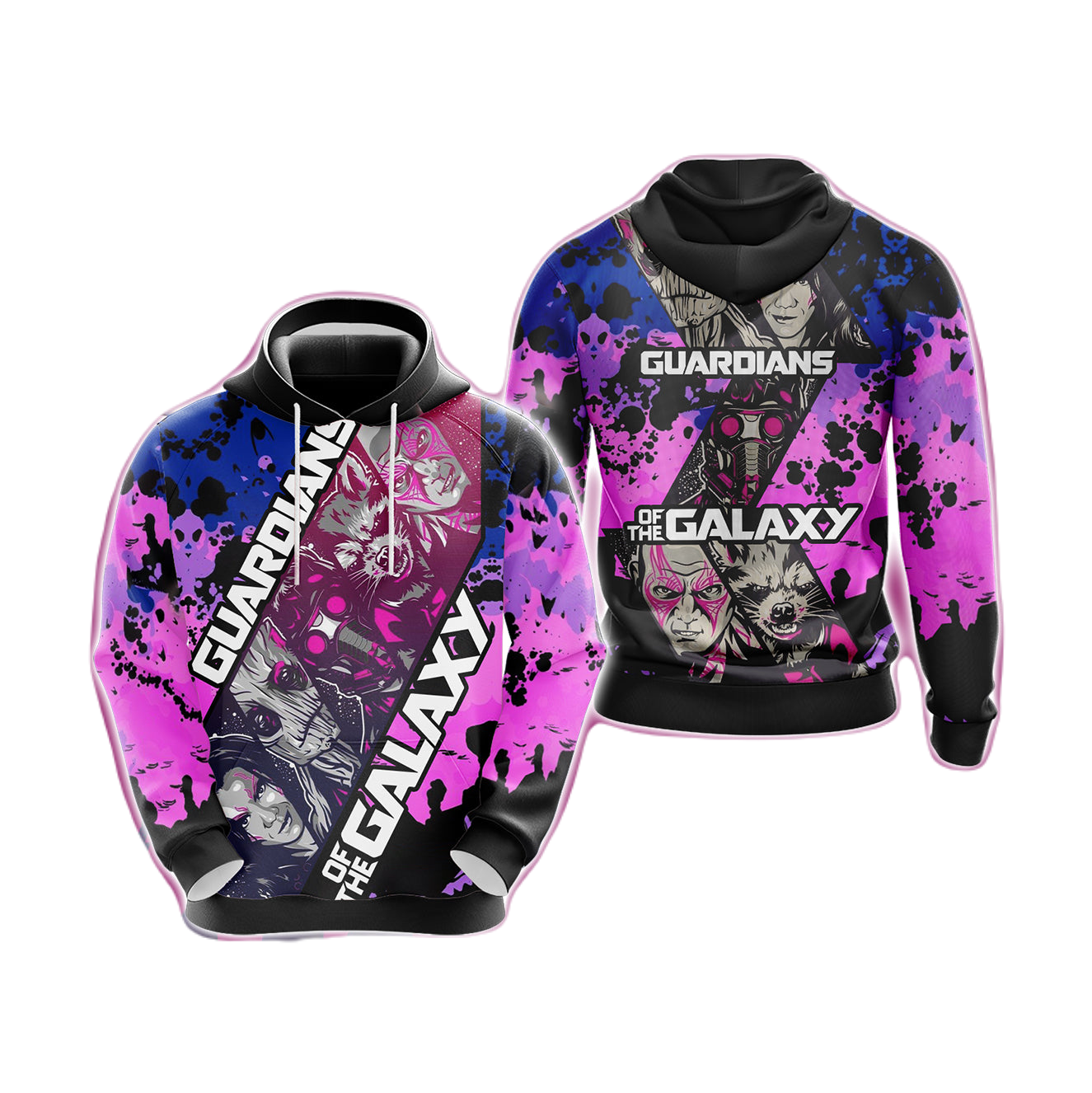 Guardian Of The Galaxy Hoodie Guardian Of The Galaxy Team Faces Hoodie Pink Unisex