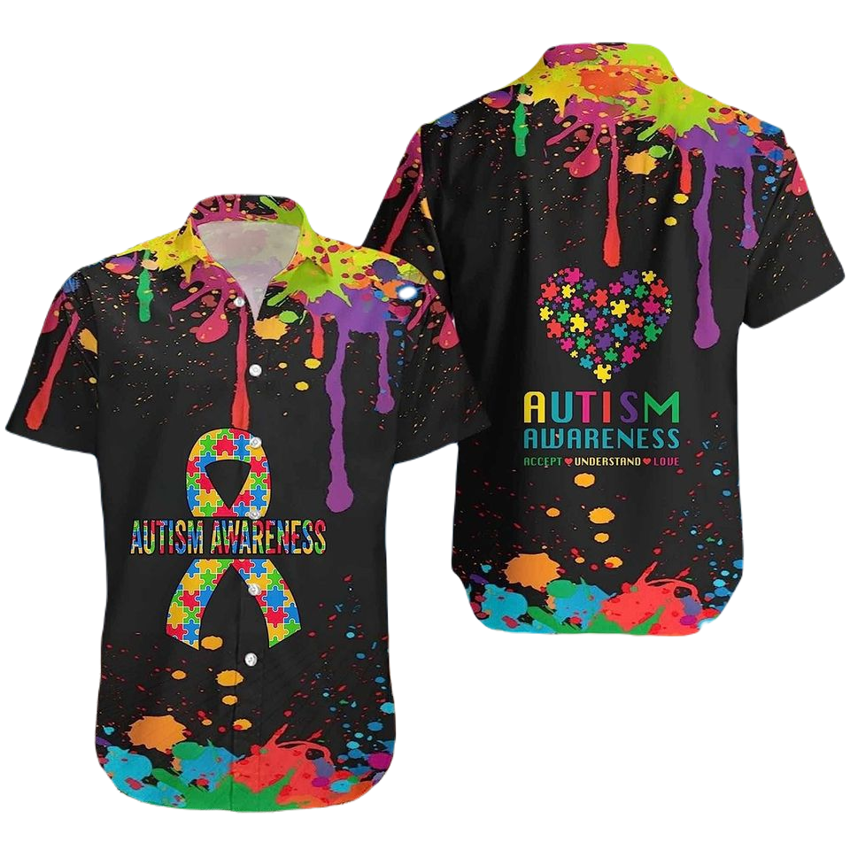Autism Hawaii Shirt Accept Understand Love Autism Awareness Aloha Shirt Colorful Unisex