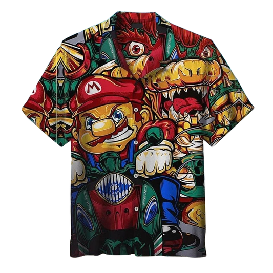 Mario Hawaii Shirt Mario Bros With Bowser Graphic Aloha Shirt Colorful Unisex