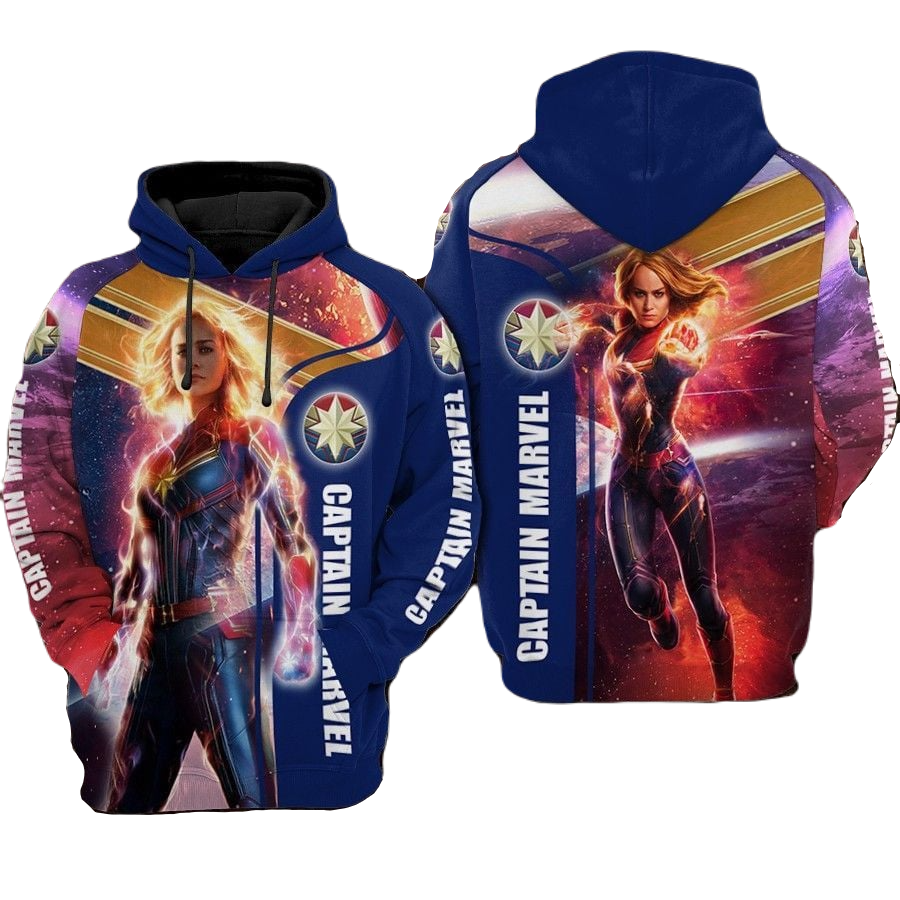 Captain Marvel Hoodie Captain Marvel Powerful Hoodie Colorful Unisex