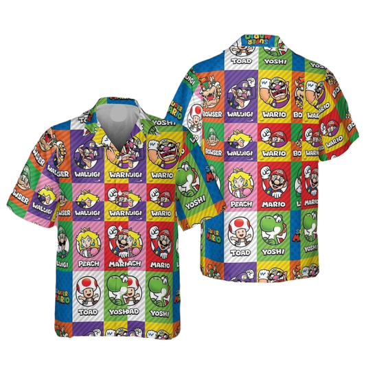 Mario Hawaii Shirt Peach Mario Yoshi Wario Toad Aloha Shirt Colorful Unisex