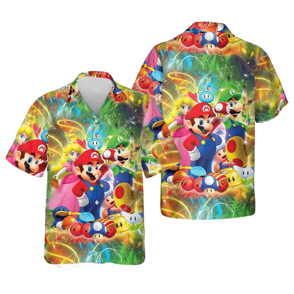 Mario Hawaii Shirt Mario Luigi Peach With Mushroom Aloha Shirt Colorful Unisex