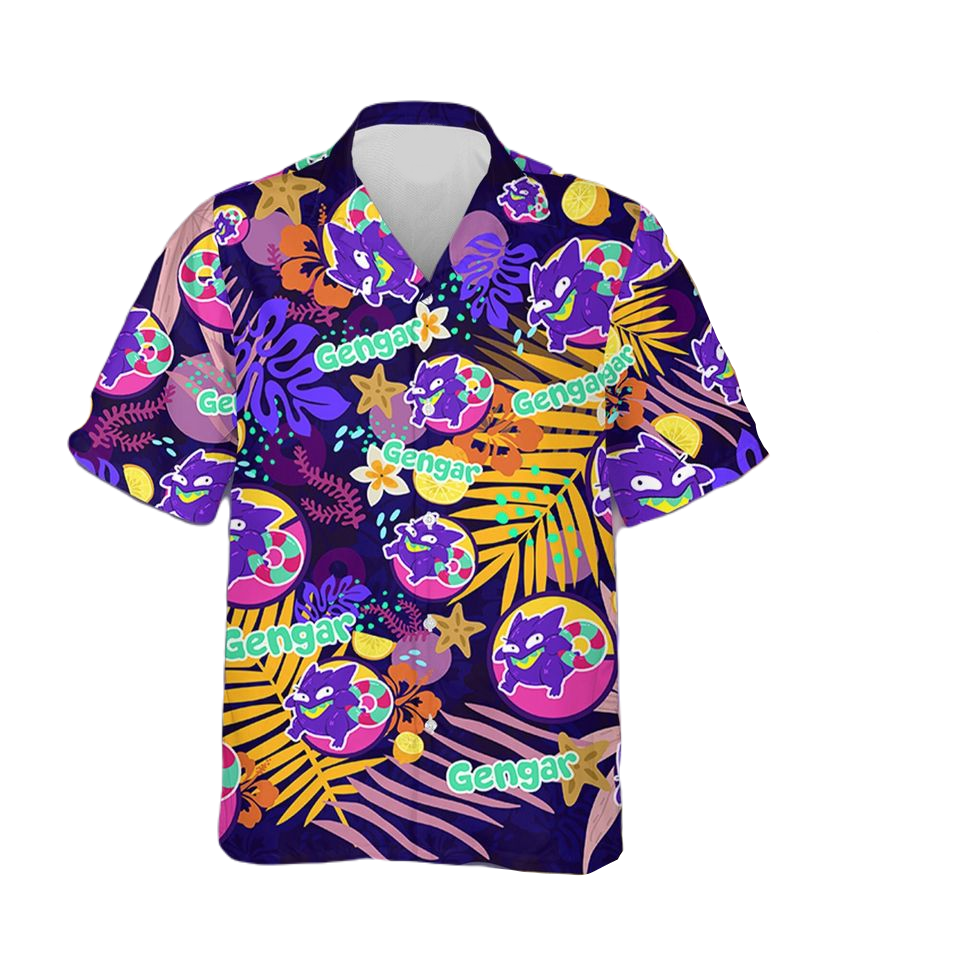 PKM Hawaii Shirt PKM Gengar Summer Lemon Pattern Aloha Shirt Colorful Unisex