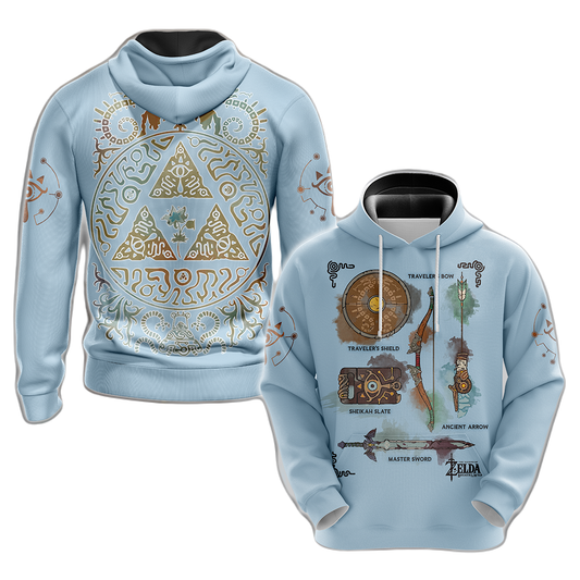 The Legend Of Zelda Hoodie Triforce Symbol Link Inventory Graphic T-shirt Blue Unisex