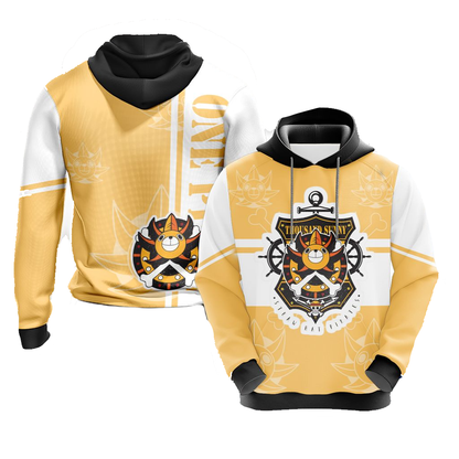 One Piece Hoodie Thousand Sunny Straw Hat Pirates Hoodie White Orange Unisex