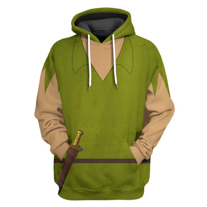 DN Hoodie Peter Pan Costume T-shirt Sweatshirt Green Unisex Adults New Release