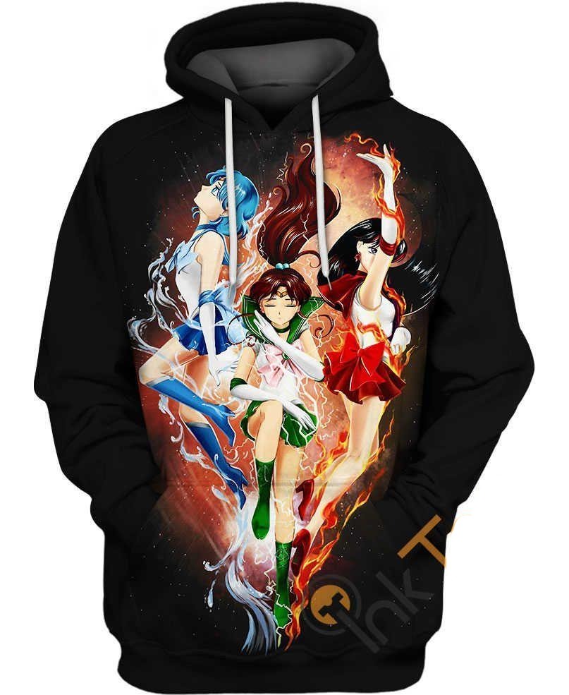 Sailor Moon Hoodie Guardians Sailor Moon Mercury Jupiter Mars Black Hoodie Anime Hoodie Ault Full Size