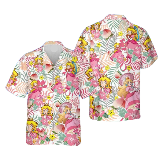 Mario Hawaii Shirt Super Mario Princess Tropical Aloha Shirt Pink Unisex