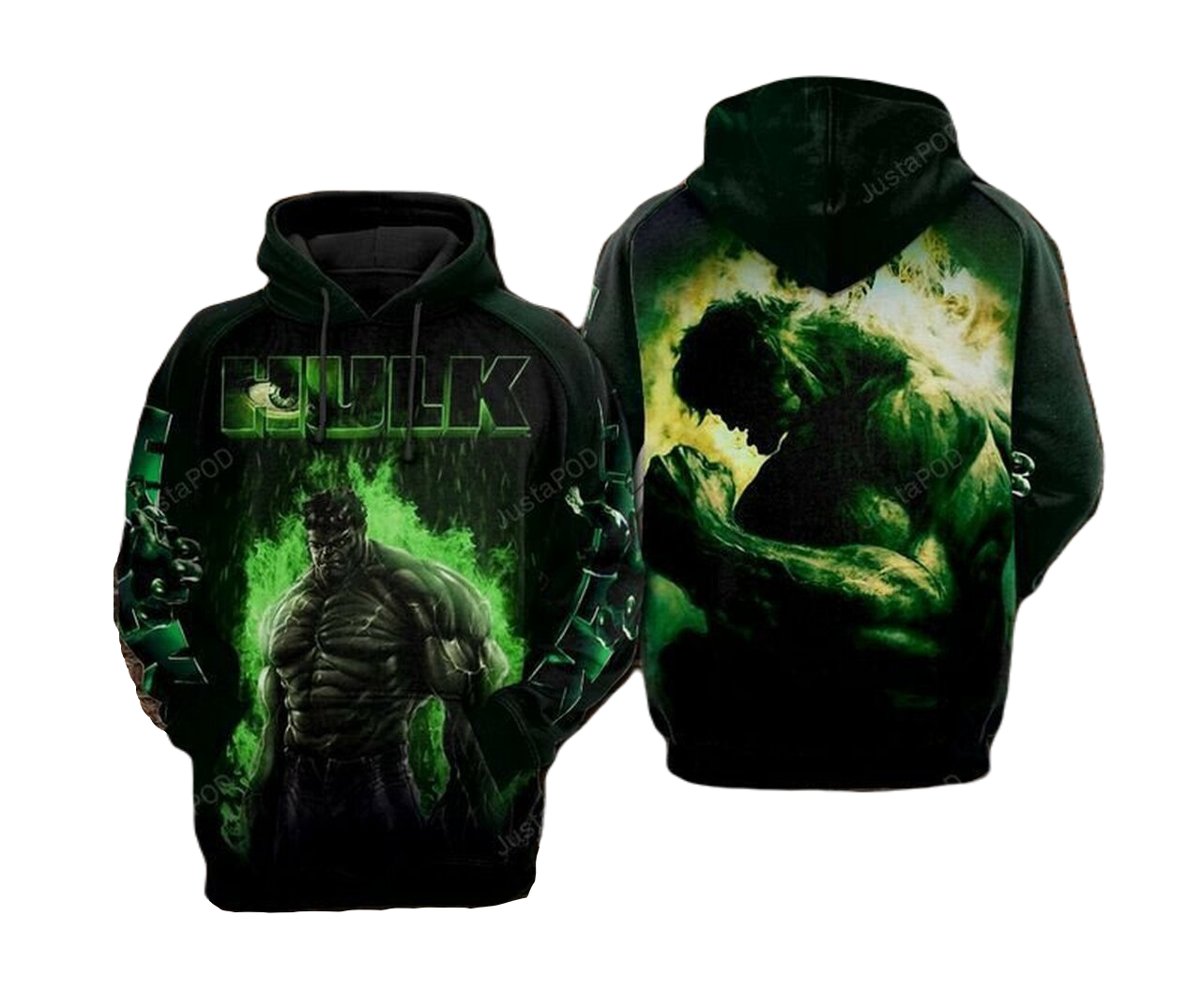 Hulk Hoodie Hulk Graphic With Fire Hoodie Black Green Unisex