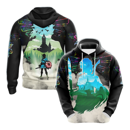 The Legend Of Zelda Hoodie Link With Bow Fighting T-shirt Black Blue Unisex