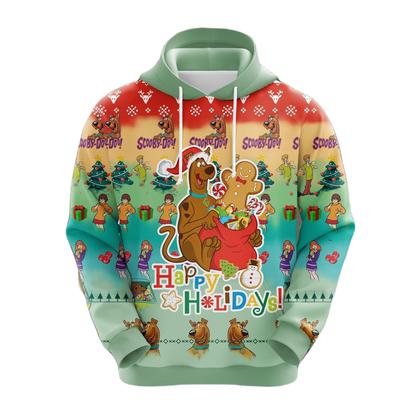 Scooby Doo Hoodie Scooby Doo Happy Holiday Christmas Pattern Hoodie Colorful Unisex