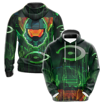 Halo Hoodie Halo Infinite Logo And Helmet T-shirt Green Unisex