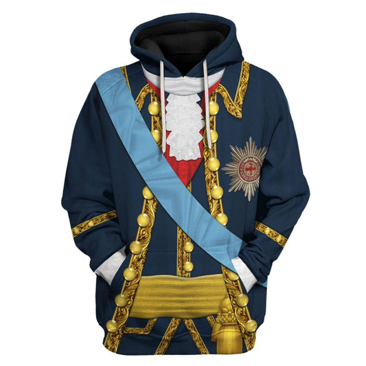  Historical Hoodie Peter III of Russia Uniform Costume 3d Blue Hoodie Apparel Colorful Full Size Full Print