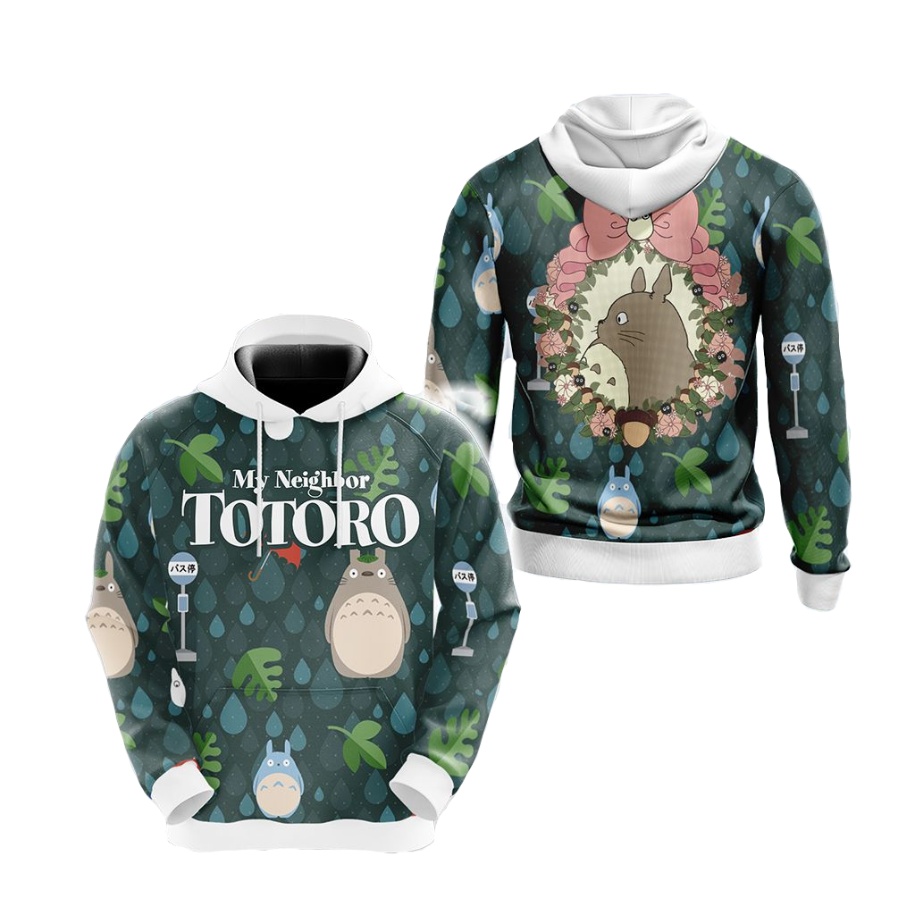 SGhibli Hoodie My Neighbour Totoro Flower Wreath Hoodie Green Unisex