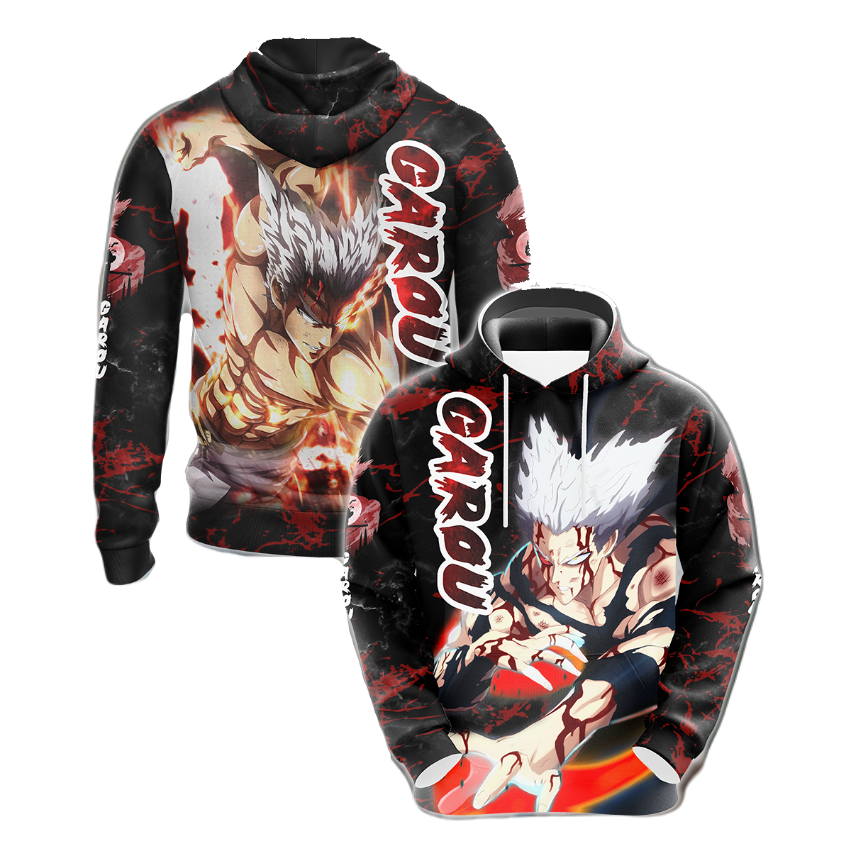 One Punch Man Hoodie One Punch Man Garou Power T-shirt Black Red Unisex