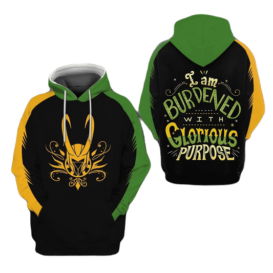 Loki Hoodie I Am Burderned With Glorious Purpose Hoodie Yellow Green Unisex