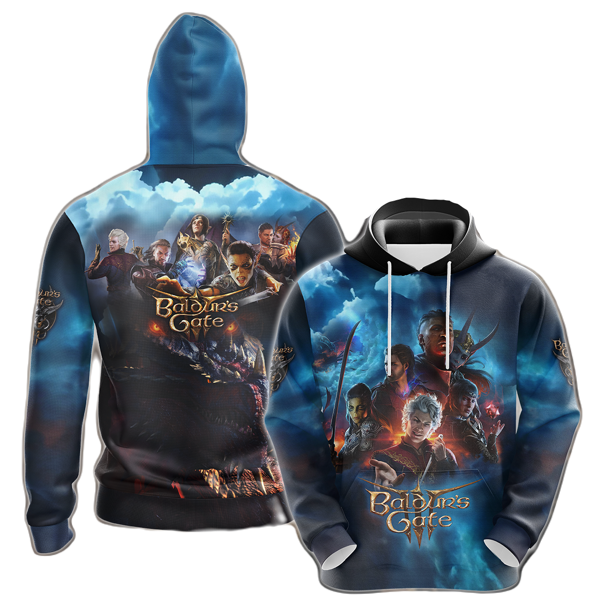 Baldur's Gate Hoodie Baldur's Gate 3 Poster T-shirt Blue Unisex – Unifinz