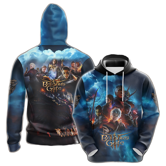 Baldur's Gate Hoodie Baldur's Gate 3 Poster T-shirt Blue Unisex