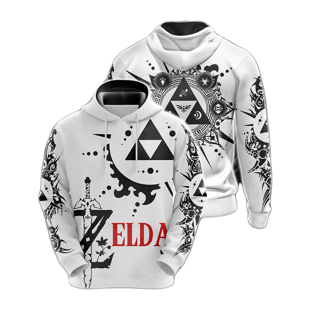 The Legend Of Zelda Hoodie Zelda Triforce Lorule Race Emblem T-shirt Black White Unisex