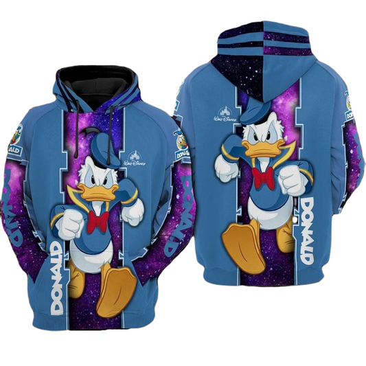 DN Donald Hoodie Angry Donald Ducl Galaxy Hoodie Blue Purple Unisex