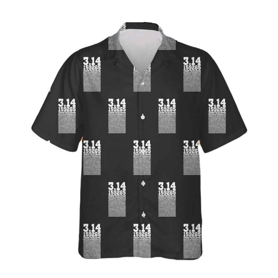 Pi Hawaii Shirt Pi Day Pi Digits Pattern Aloha Shirt Black Unisex