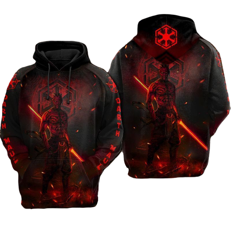 SW Hoodie SW Darth Maul Sith Lord Hoodie Black Red Unisex