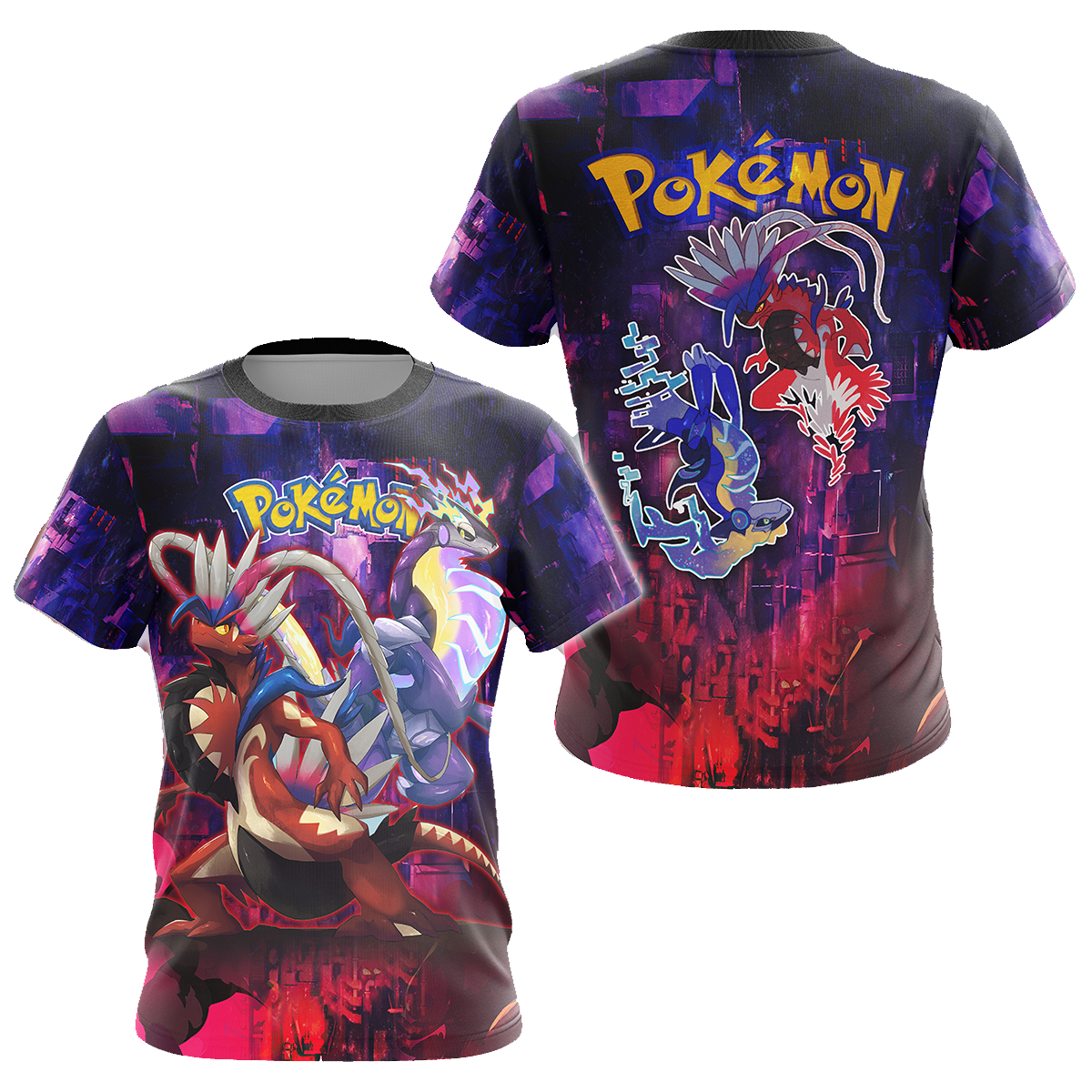 PKM Hoodie Pokemon Scarlet And Violet Graphic T-shirt Blue Red Unisex