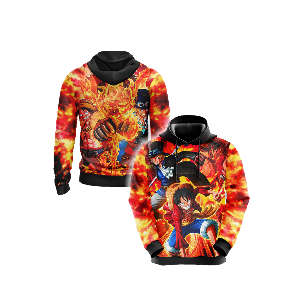 One Piece Hoodie One Piece Luffy Sabo Ace Fire Hoodie Colorful Unisex