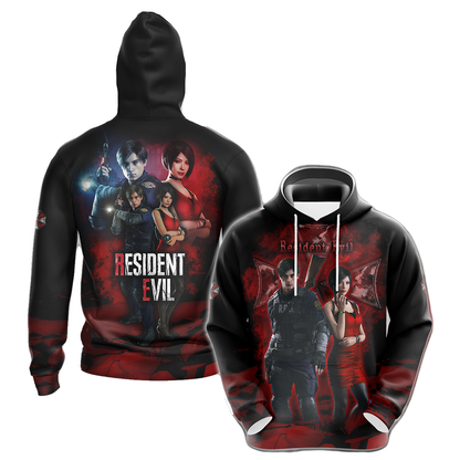 Resident Evil Hoodie Resident Evil Ada Wong And Leon Kennedy T-shirt Black Red Unisex