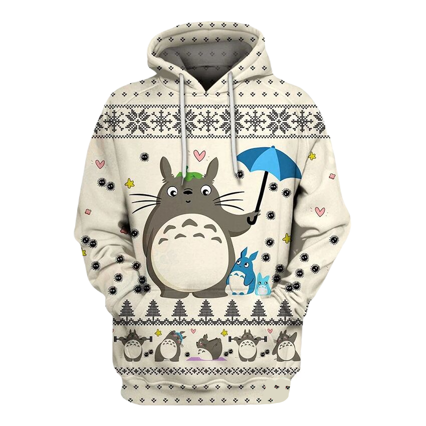 SGhibli Hoodie Totoro And Friends Snowflakes Hoodie Colorful Unisex