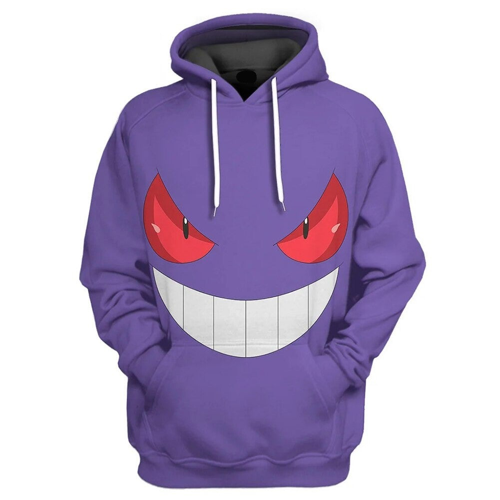 PKM Hoodie Gengar PKM Cosplay Hoodie Purple Unisex Adults New Release