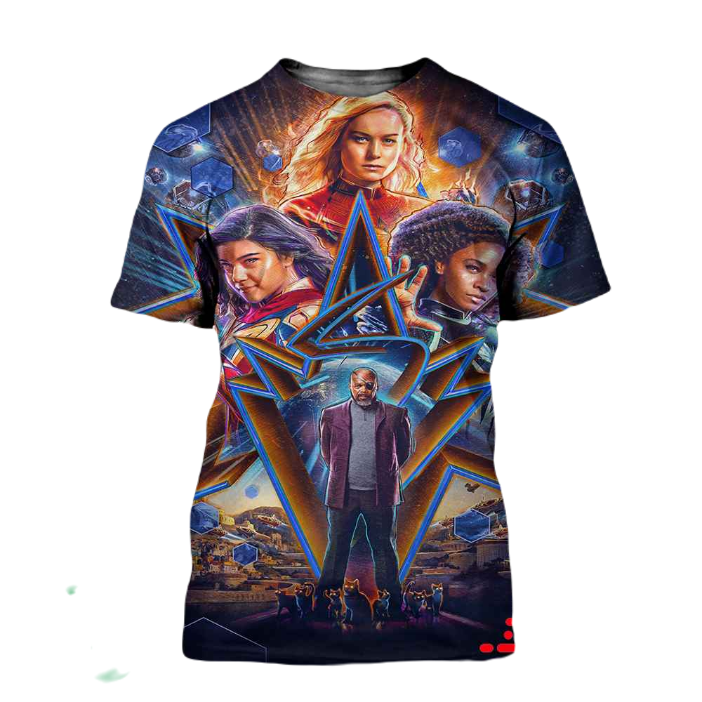 Captain Marvel T-shirt Monica Rambeau Ms Marvel And Nick Fury T-shirt Colorful Unisex