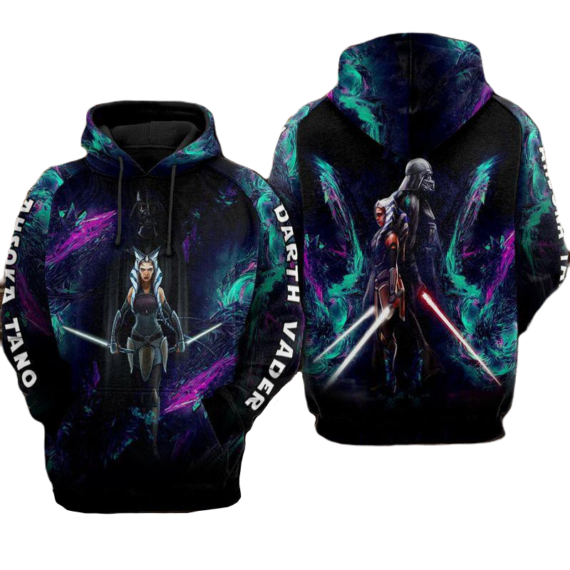 SW Hoodie Ahsoka Tano And Darth Vader Hoodie Black Green Unisex