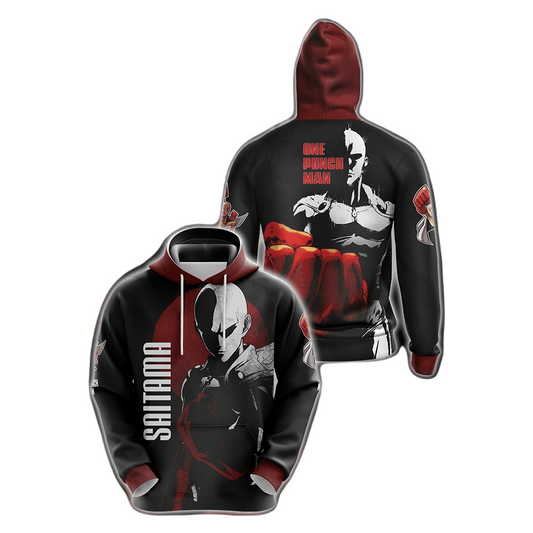 One Punch Man Hoodie Saitama One Punch Man Silhouette T-shirt Black Red Unisex