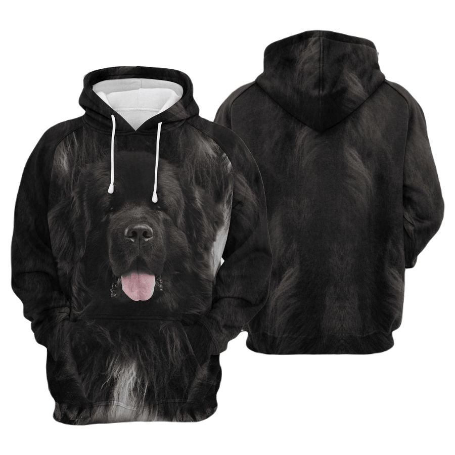 Dog Hoodie Newfoundland Dog Front And Back Hoodie Black Unisex