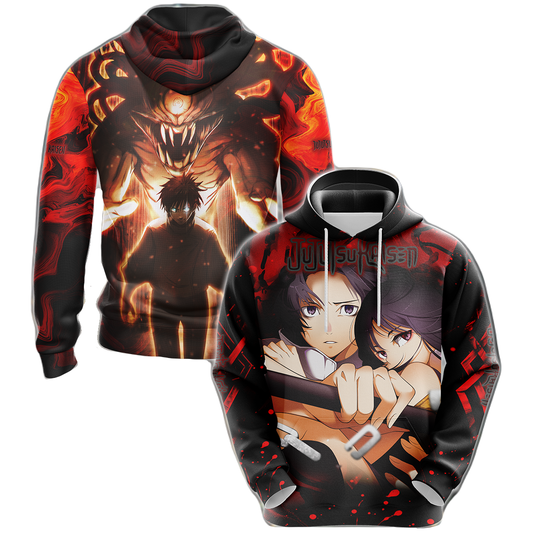 Jujutsu Kaisen Hoodie Yuta And Cursed Rika Hoodie Black Red Unisex