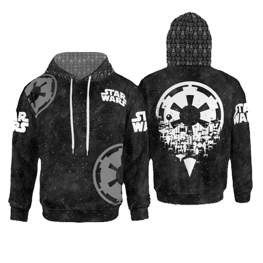 SW Hoodie SW Galactic Empire Symbol Galaxy Hoodie Black White Unisex