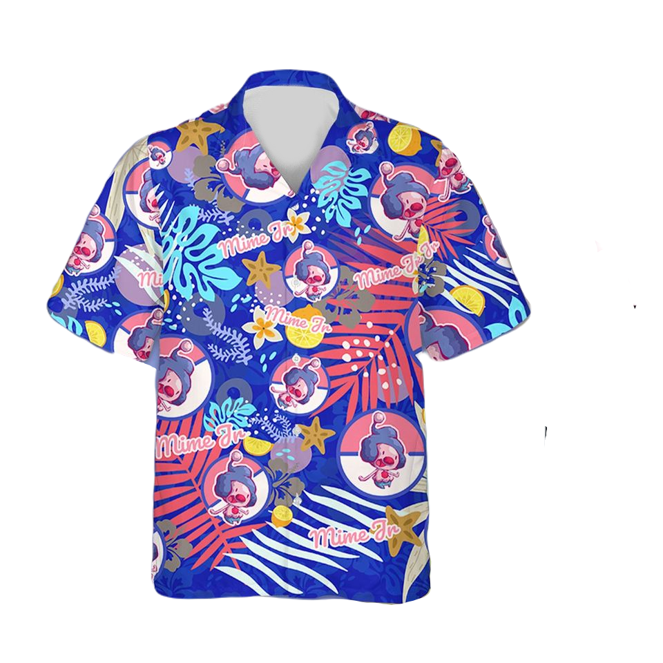 PKM Hawaii Shirt PKM Mime Jr Lemon Pattern Aloha Shirt Blue Unisex