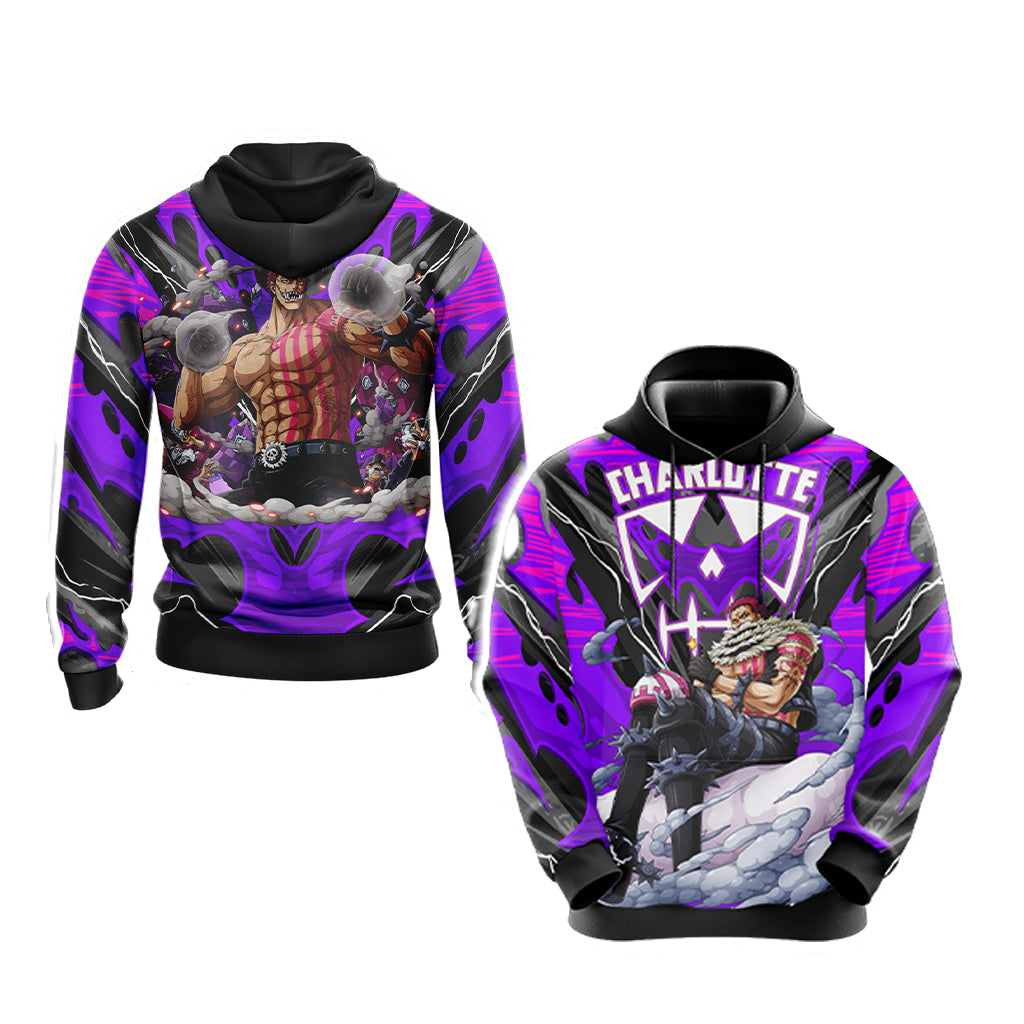 One Piece Hoodie One Piece Charlotte Katakuri Graphic Hoodie Black Purple Unisex