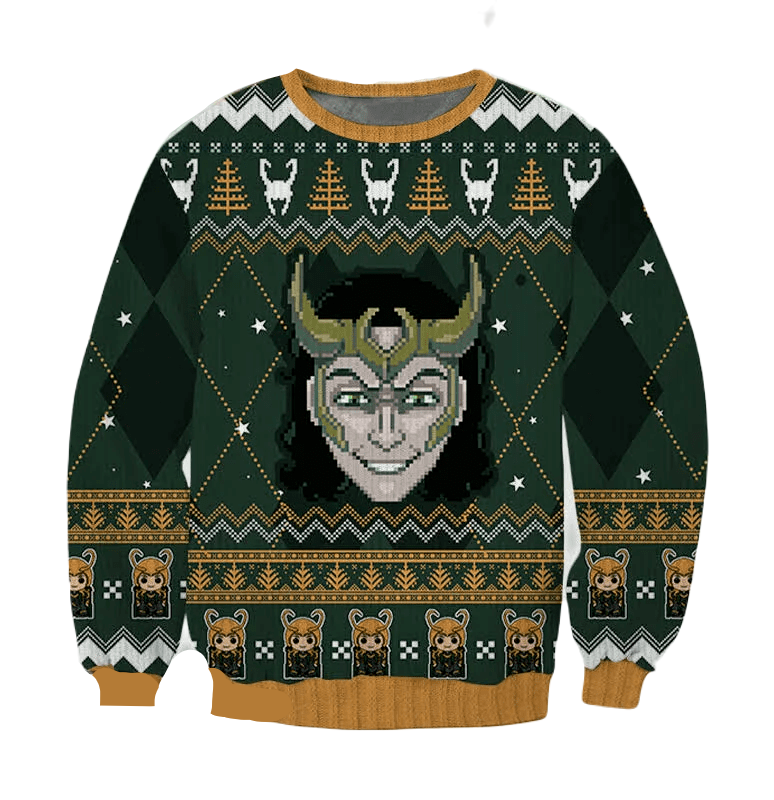 Loki Sweatshirt Loki Character Pattern Sweatshirt Green Unisex