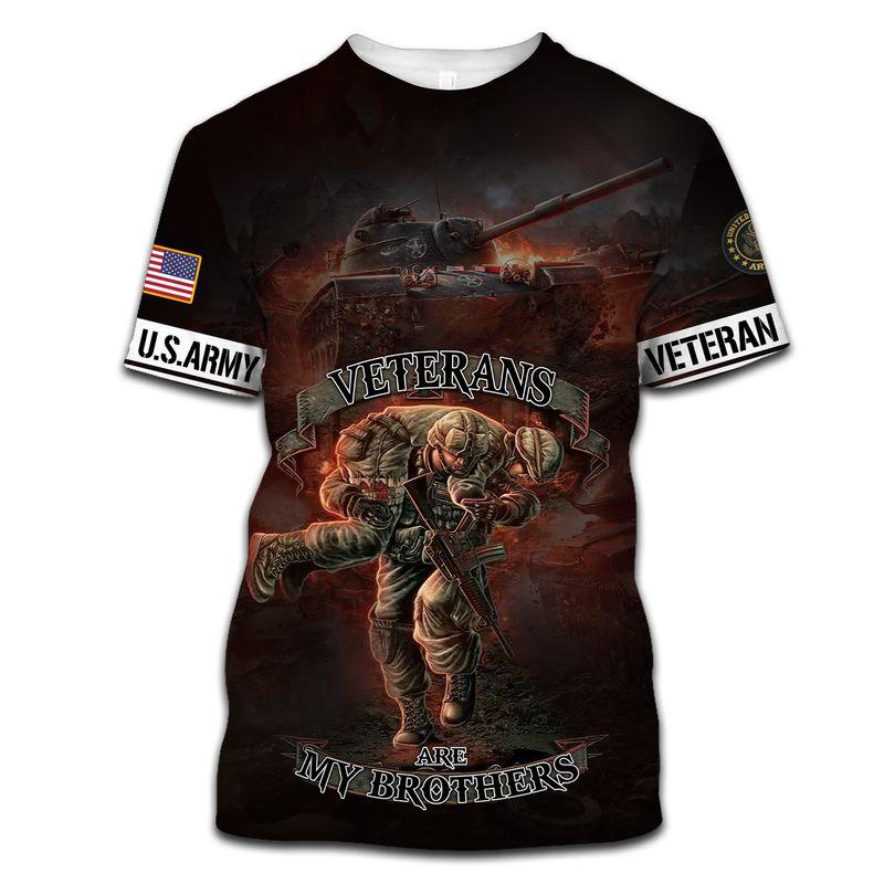 Unifinz Veteran U.S Army Hoodie Veterans Are My Brothers AOP Cool Shirt Veteran Hoodie Military Gifts 2023
