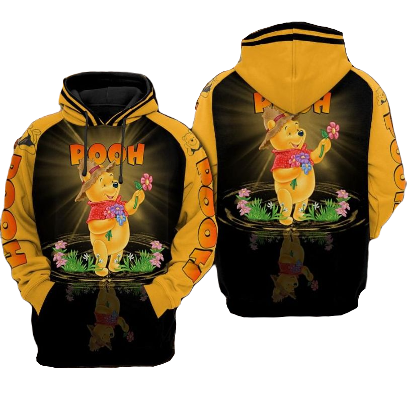 WTP Hoodie Pooh Gardener With Flower Hoodie Black Yellow Unisex