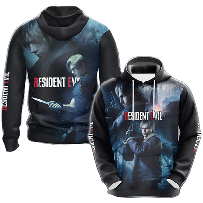 Resident Evil Hoodie Resident Evil Leon Kennedy Graphic T-shirt Black Blue Unisex