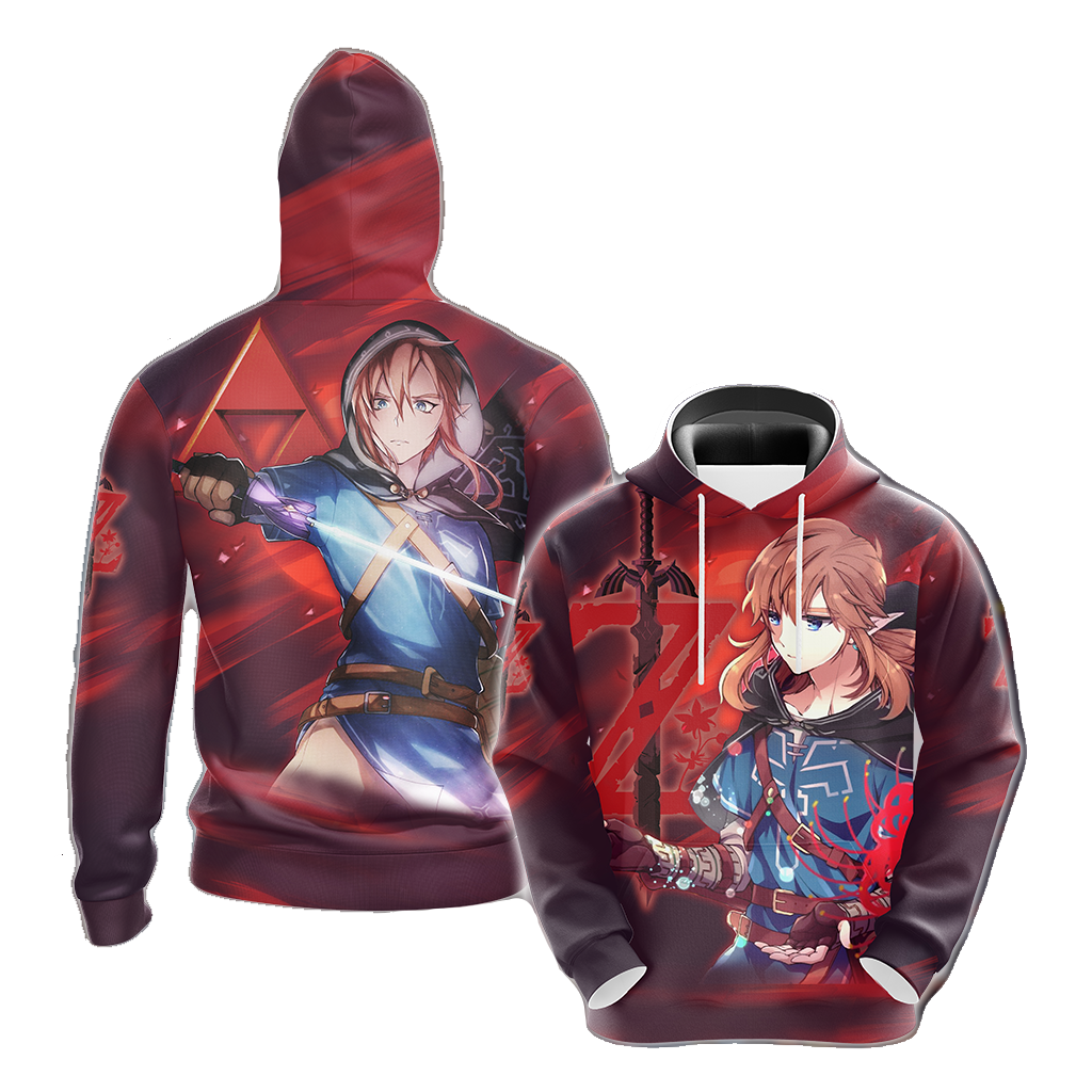 The Legend Of Zelda Hoodie Link With Winter Suit T-shirt Red Unisex