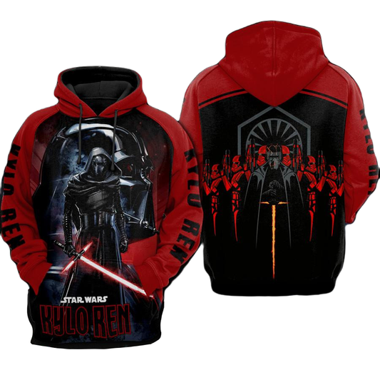 SW Hoodie Kylo Ren And Stormtrooper Hoodie Black Red Unisex