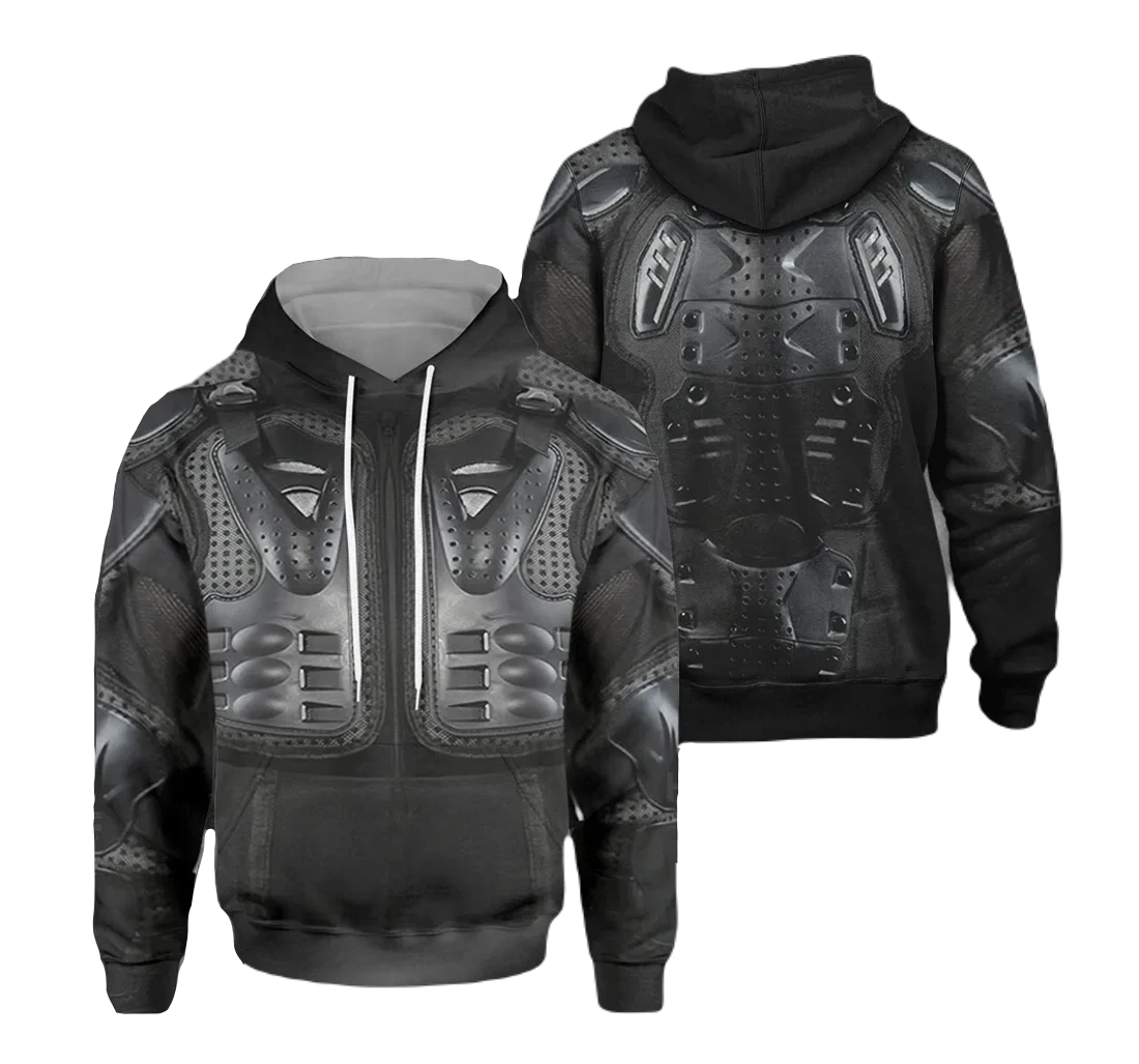 Motorcycle Hoodie Motorcycle Rider's Futuristic Gear Hoodie Gray Unisex