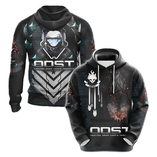 Halo Hoodie Orbital Drop Shock Trooper Hoodie Black Unisex