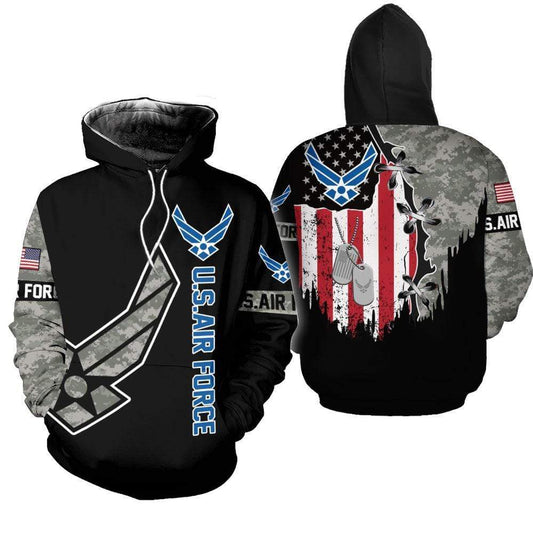 Unifinz Veteran Hoodie Name Tag US Air Force Black 3D Cool Awesome High Quality Hoodie Military Hoodie Apparel 2022