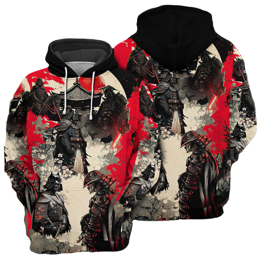 SW Hoodie Darth Vader Samurai Graphic Hoodie Black Red Unisex